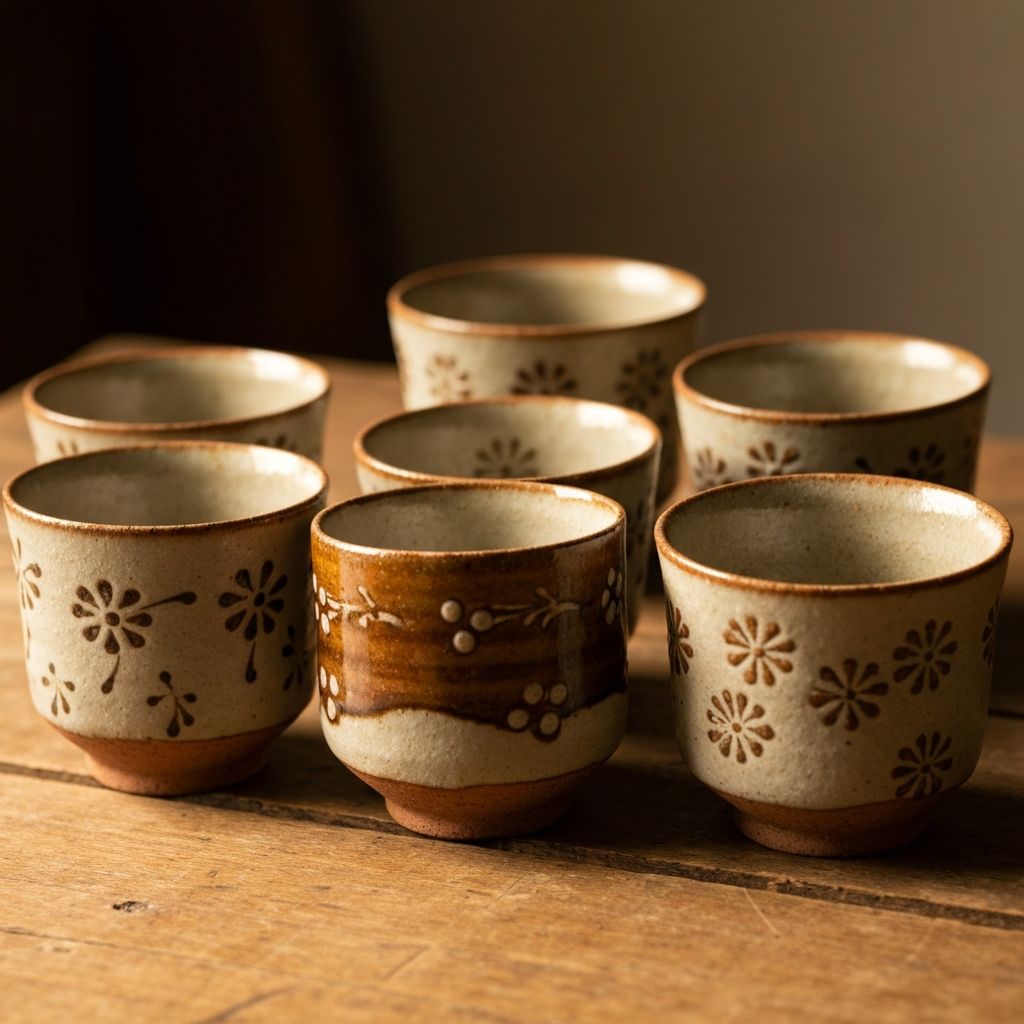 Rustikale Keramik-Teetassen