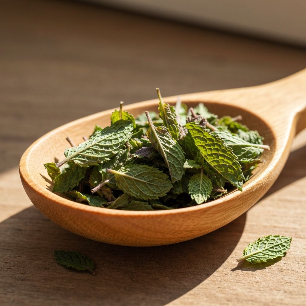 Getrocknete Pfefferminzblätter