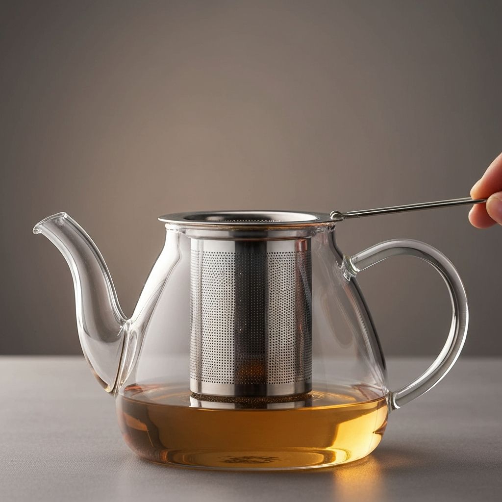 Glas-Teekanne mit Siebeinsatz